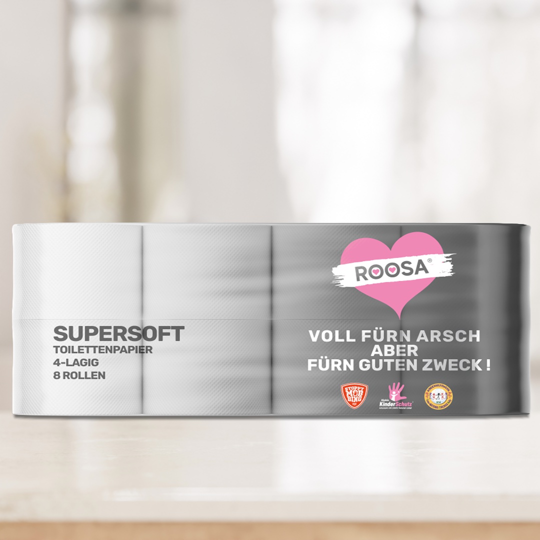 roosa-72 72 Rollen, ROOSA® Toilettenpapier, Supersoft, 4-lagig, Weiss – Bild 1